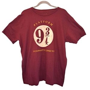 Harry Potter Burgundy Platform Hogwarts Express Tee Size XL